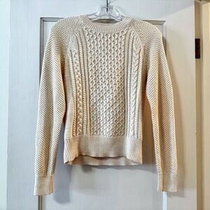 Uniqlo | Cream cotton cable-knit crewneck sweater XS